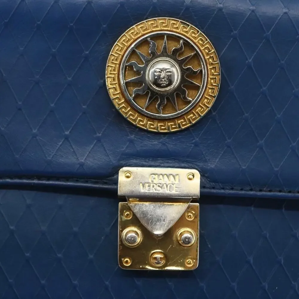 Gianni Versace Leather Clutch Bag Blue